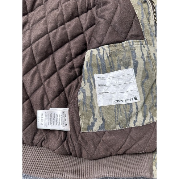 Boys Jacket Carhartt Camo Quilted Hooded Zip Brown Green, Size 7–8 Years - Picture 6 of 10